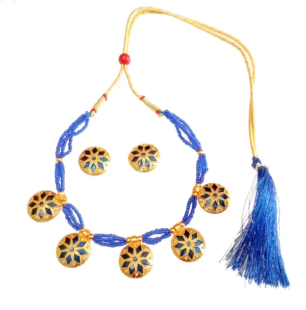 Assamese_Traditional_Gold_Plated_Blue_Colour_Japi_Design_Golpata_Necklace_Set_For_Women
